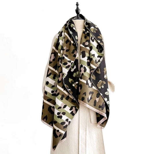 Echarpe Kaki Léopard