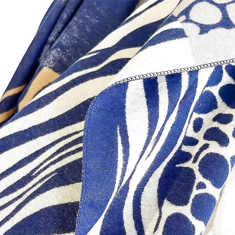 Echarpe Léopard Bleue