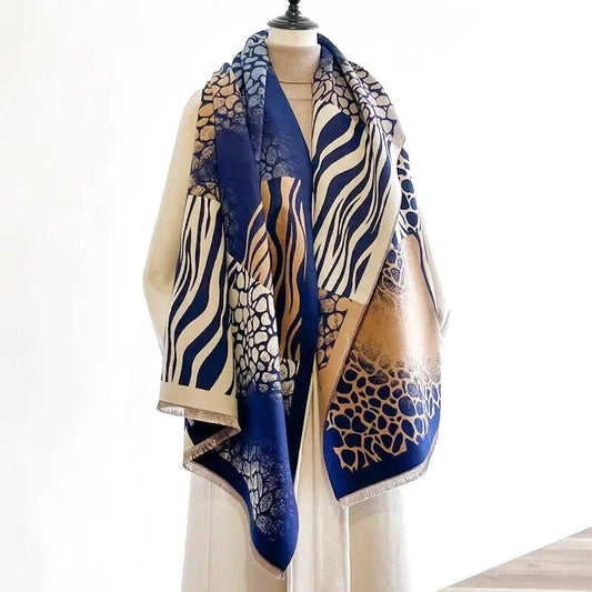 Echarpe Léopard Bleue